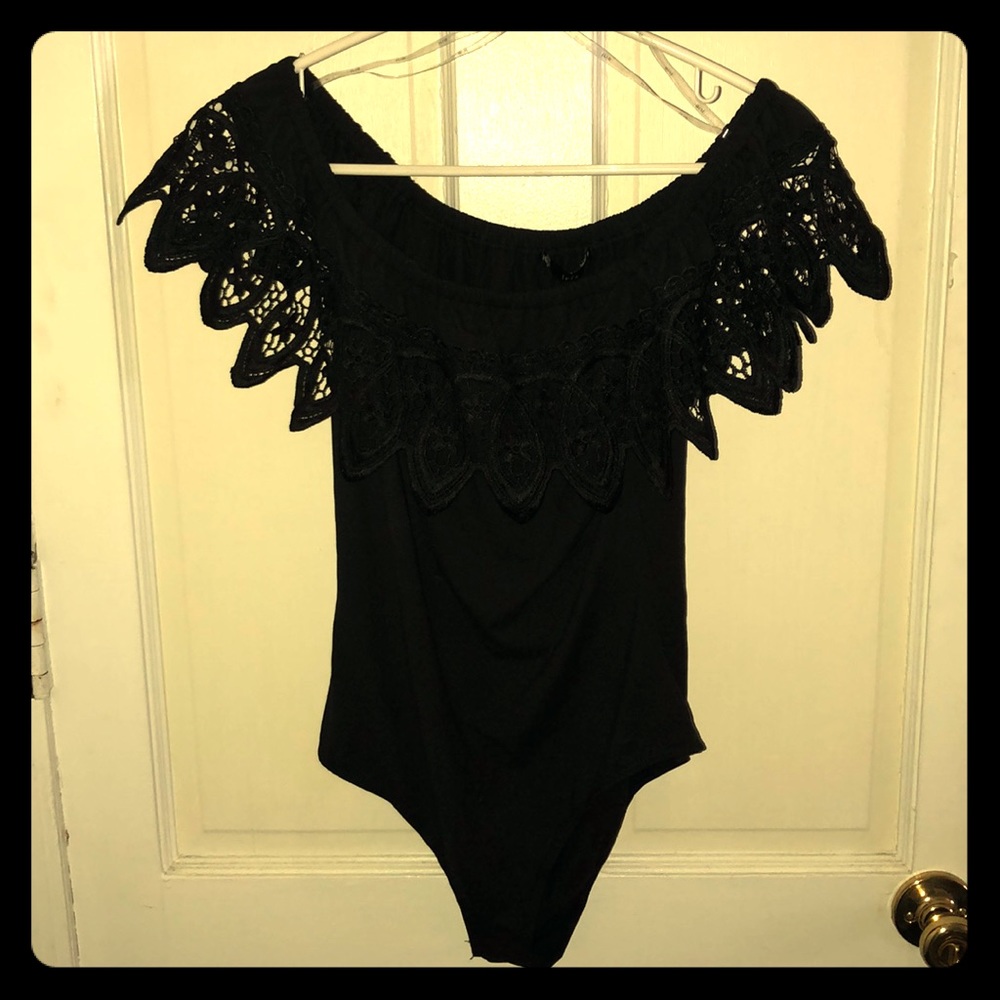 Black off the shoulder bodysuit